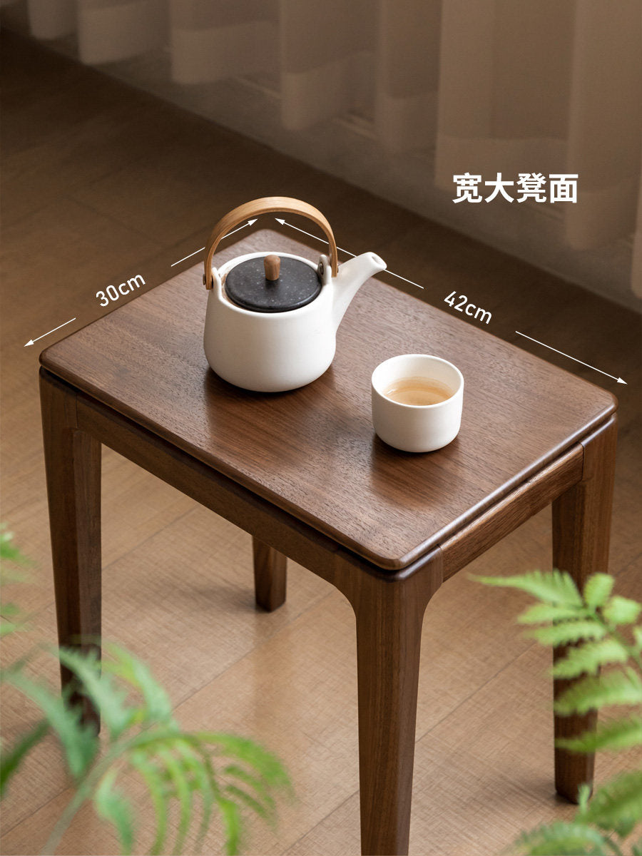 全实木凳子餐厅简约黑胡桃木餐凳现代原木化妆凳板凳